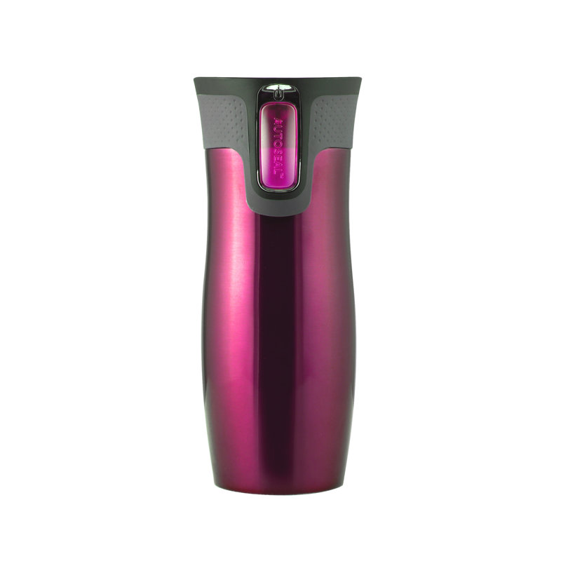 Symple Stuff Double Wall Insulated Stainless Steel Travel Mug, Raspberry