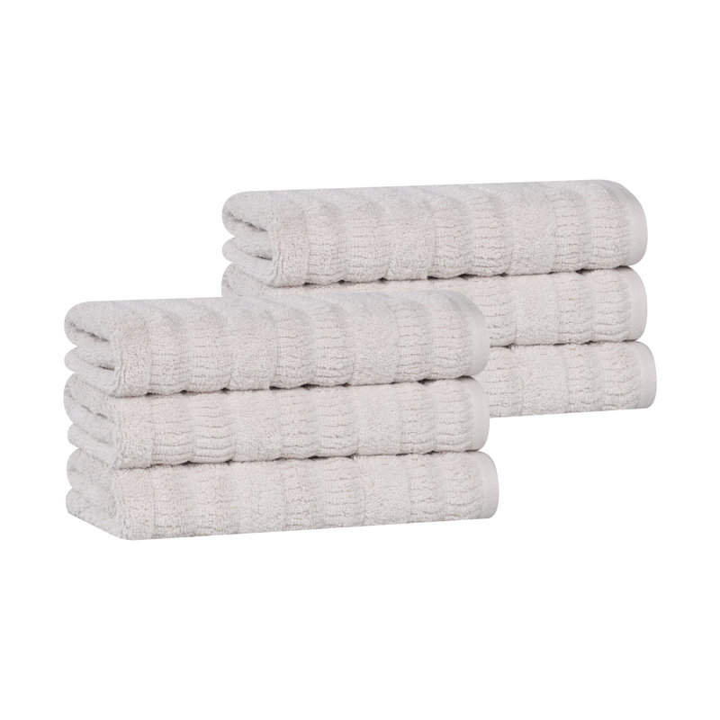 Mika Smart Twist Viscose Cotton Blend Medium Weight Solid Hand Towels, Silver