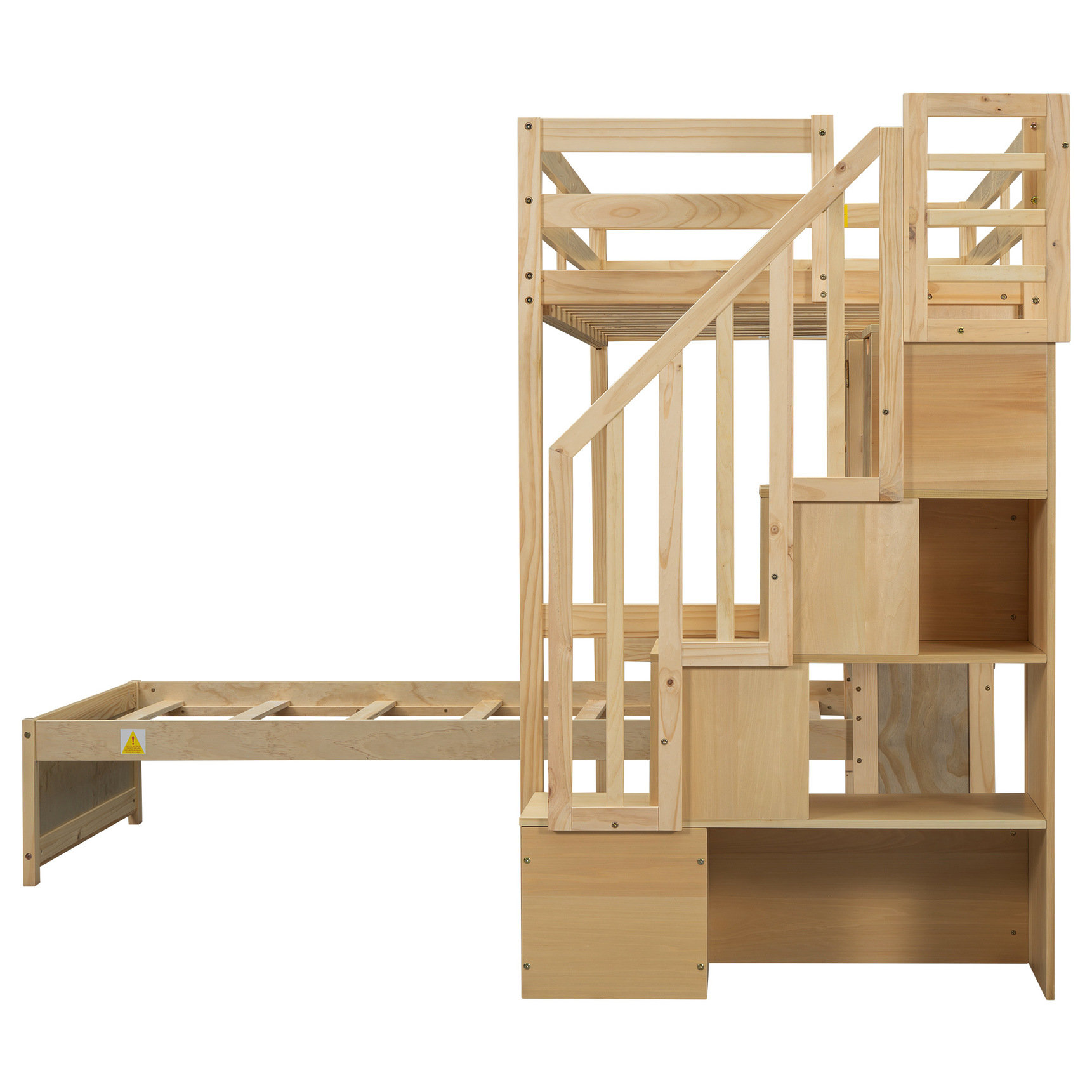 Latitude Run® Twin Over Loft Bed With Desk, Staircase, Storage ...