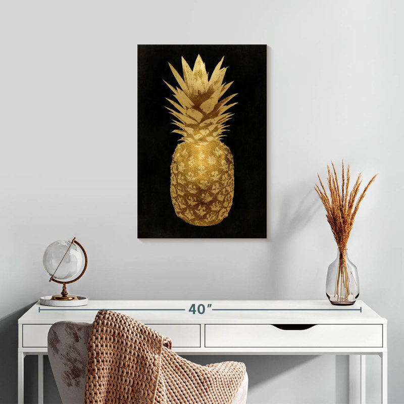 Yarlin Gold Pineapple On Black II, 24" H x 16" W