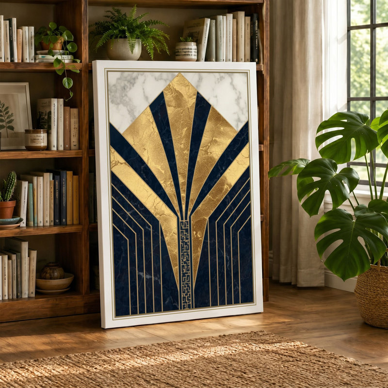 Sunburst Elegance Art Deco - Wrapped Canvas, Black Border, 30x20 - 76.2 x 50.8 cm