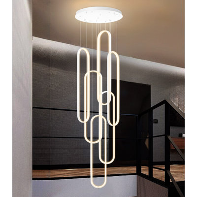 Modern Led Dimmable Chandelier 3-ring White