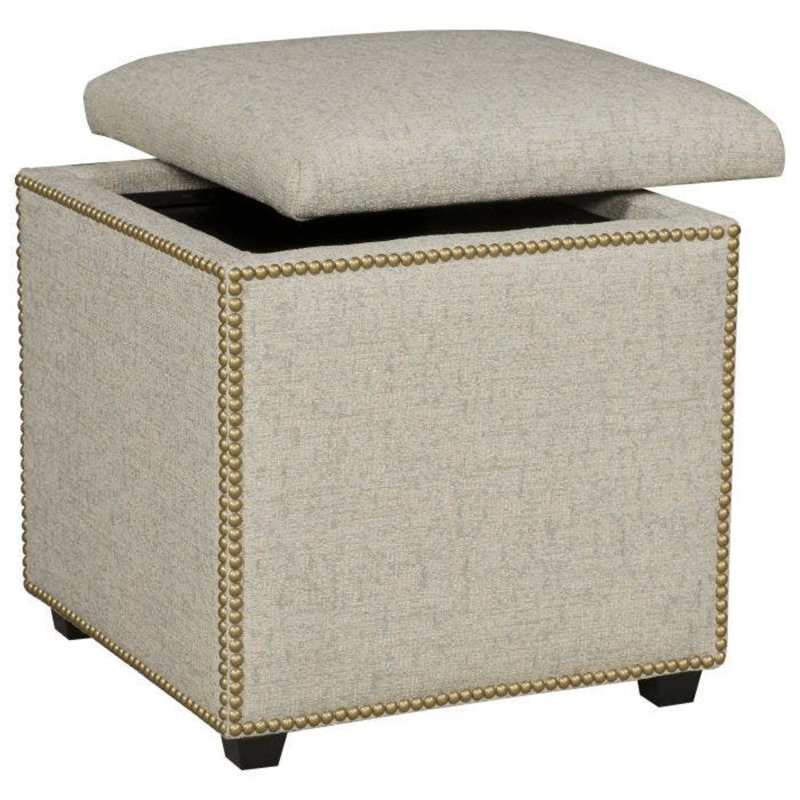 Ambry Upholstered Ottoman, Bright Brass, Walnut, 4787 Mineral