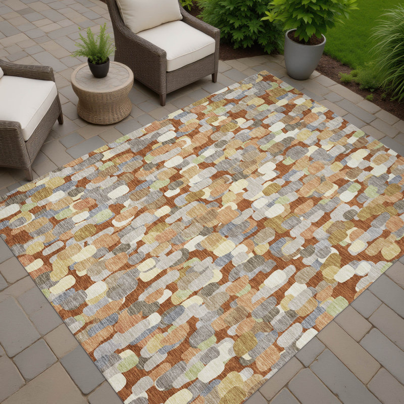 Machine Washable Indoor/Outdoor Chantille ACN2451 Casual Rug, Paprika, 10' x 14'