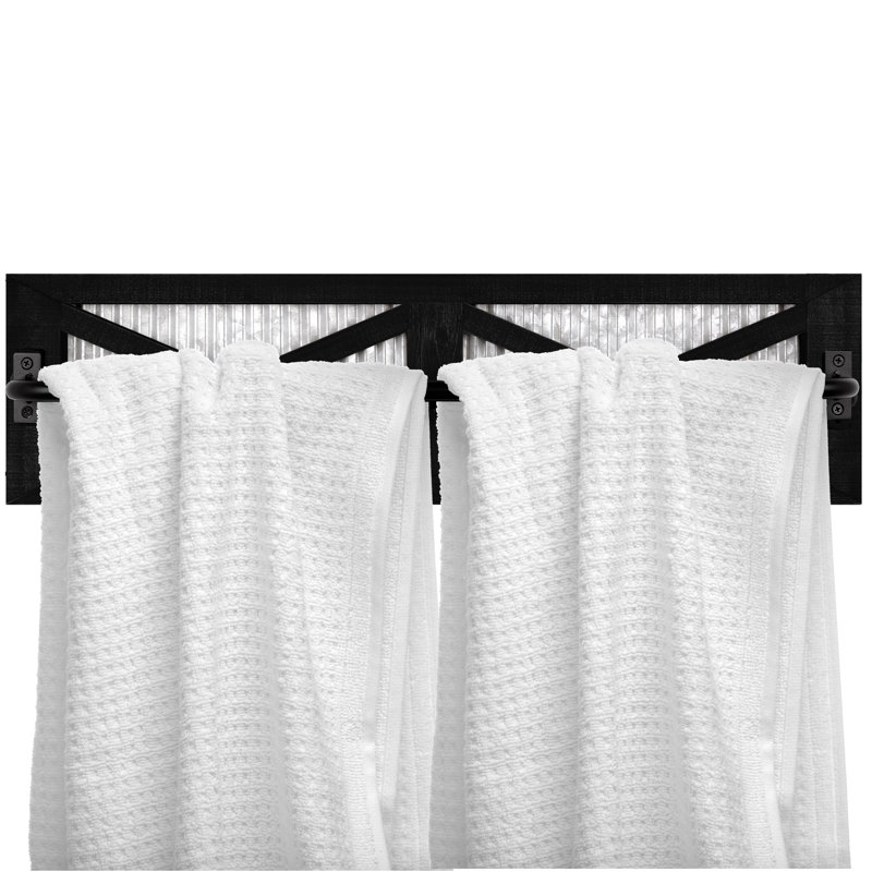 Porte-serviettes mural rustique en bois, Noir, noir, noir, noir