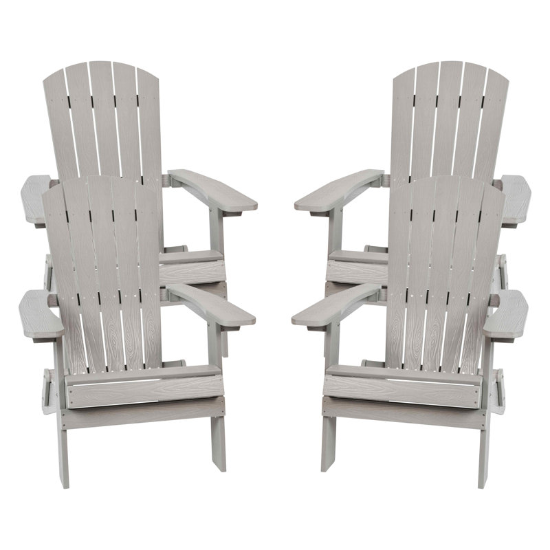 Balasi Poly Resin Folding Adirondack Chair-Indoor/Outdoor Patio Chair, Gray
