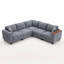 Canapé modulaire en L Corduroy avec rangement pour accoudoirs et sièges profonds-552841086