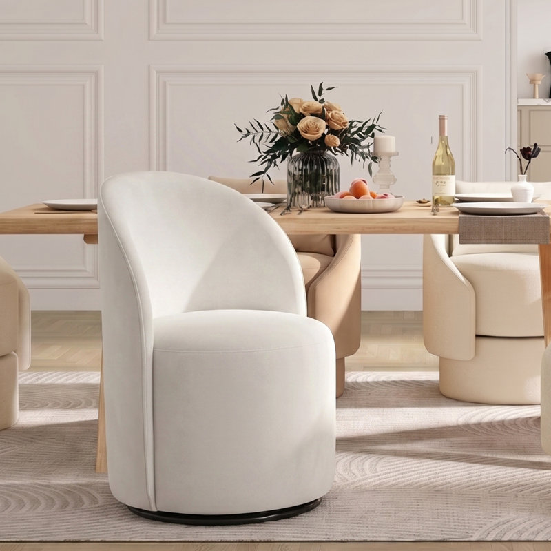 Chaise de baril en velours, Beige, 2