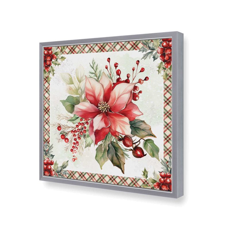«Christmas in Bloom II» par Nicole DeCamp, reproduction d'art, Argent, L 20 po x H 20 po, Impression encadrée