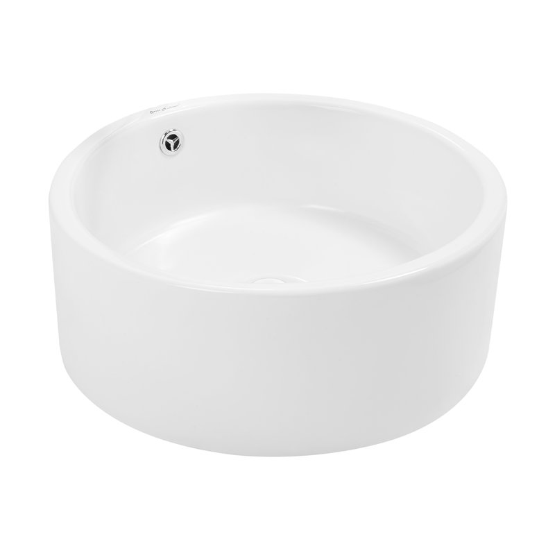 Monaco Round Ceramic Bathroom Vessel Sink, White
