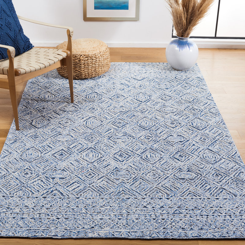 Tapis géométrique en laine / coton touffeté à la main Hadad, Rectangle 4 pi x 6 pi