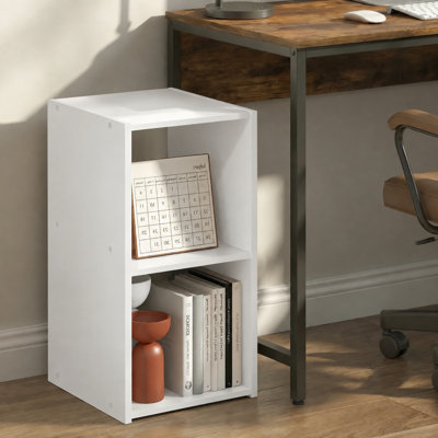 Bibliothèque Plenge, bibliothèque à 2 cubes avec dossiers ouverts et fermés, armoire de rangement 2 x 1, 12,2 x 11,6 x 24,2, pour salon, chambre à coucher, bureau personnel, blanc