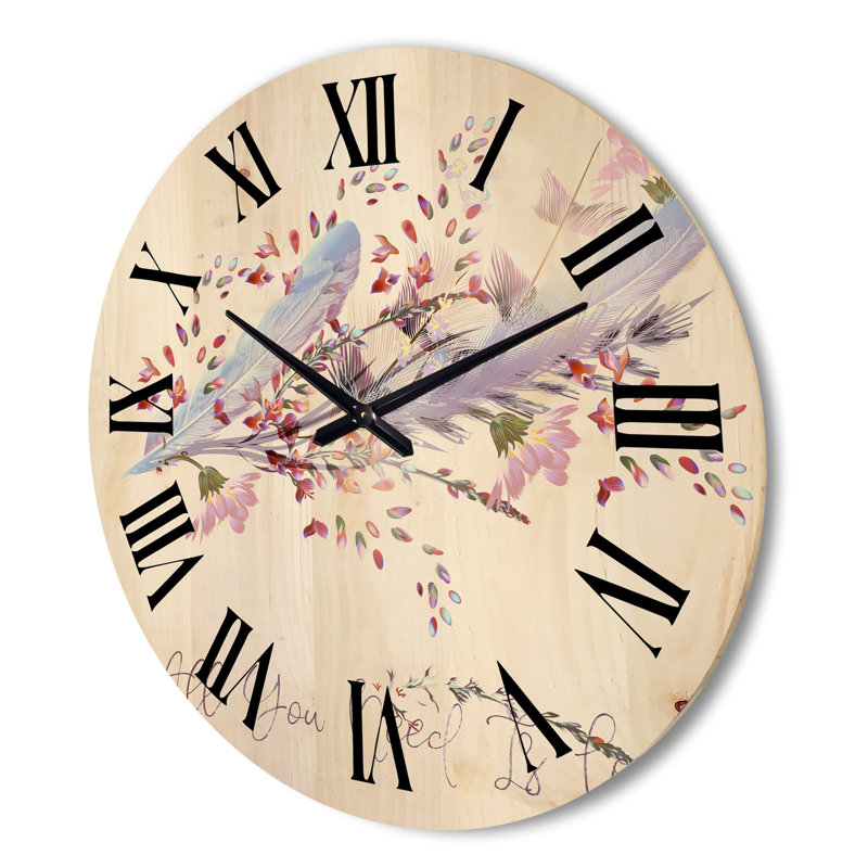 Horloge murale en bois Feathers and Bird All You Need Is Love, Grand