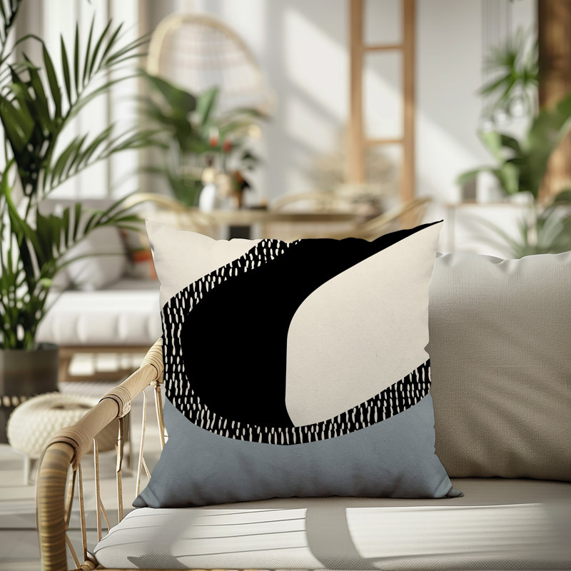 Coussin carré intérieur / extérieur pia, H 19 po x l 19 po, Gris / noir / blanc cassé