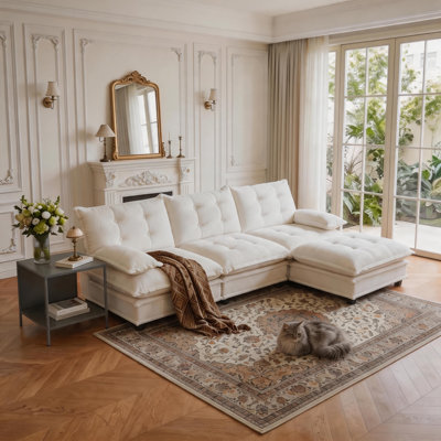 Canapé modulaire en L 107 po avec repose-pieds et siège profond L 107 po