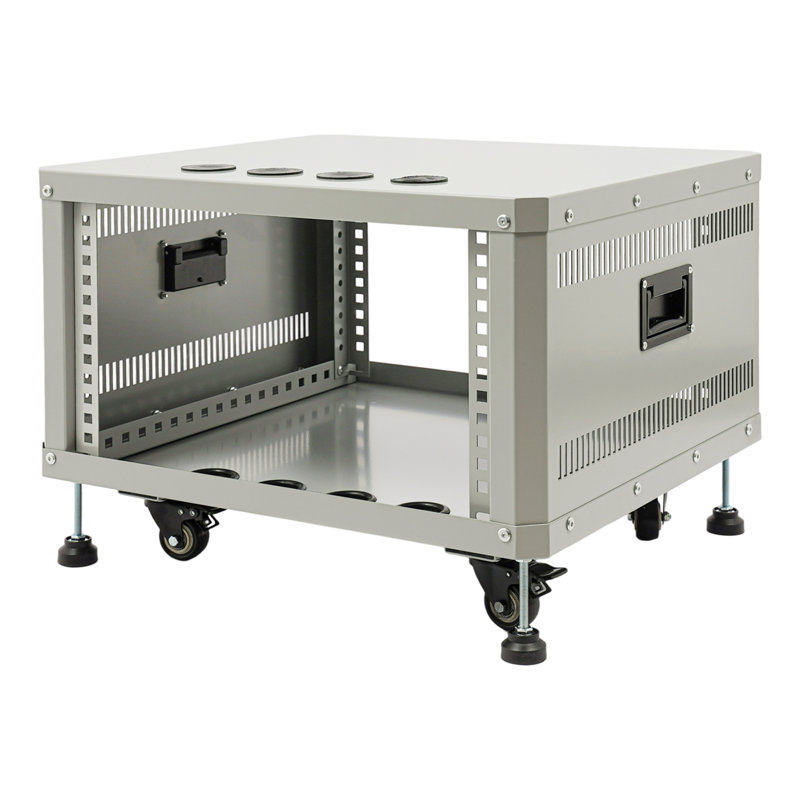 Armoire audio avec roulettes, armoire à roulettes, Gris, H 15,1 po x l 22,4 po x P 19,8 po