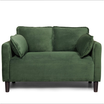 Causeuse de 48 po en velours côtelé avec coussins moelleux, pochette de rangement latérale, panneau composite robuste et structure en bois massif, éponge à rebond élevé, assemblage facile, idéal pour le salon, un appartement, un dortoir, un bureau.
