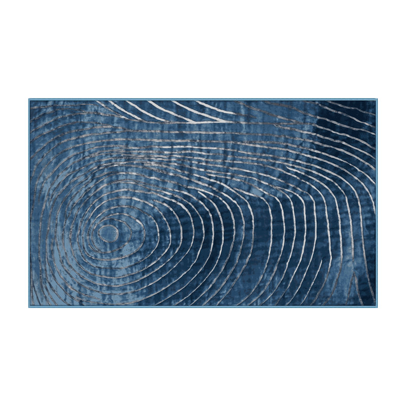 Machine Washable Blue Area Rug, Rectangle 5' x 7'
