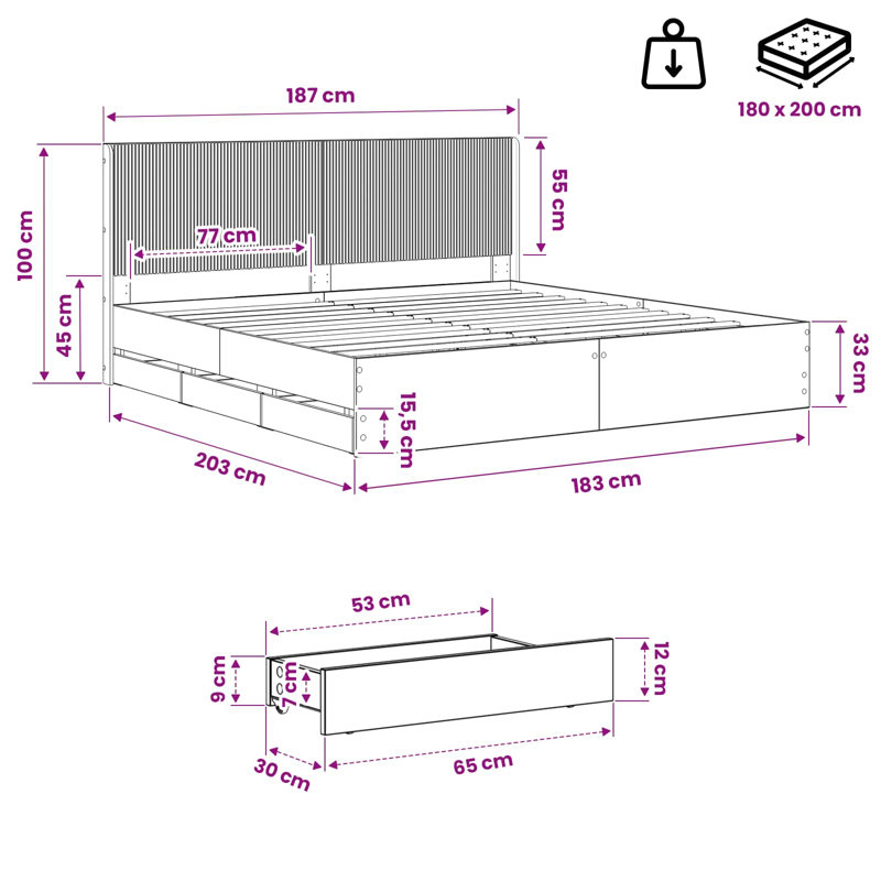 Bed Frame, Super King (6')