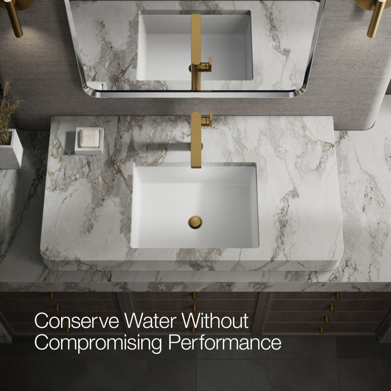 Composed Single Hole Bathroom Faucet with Drain Assembly, Vibrant Brushed Moderne Brass