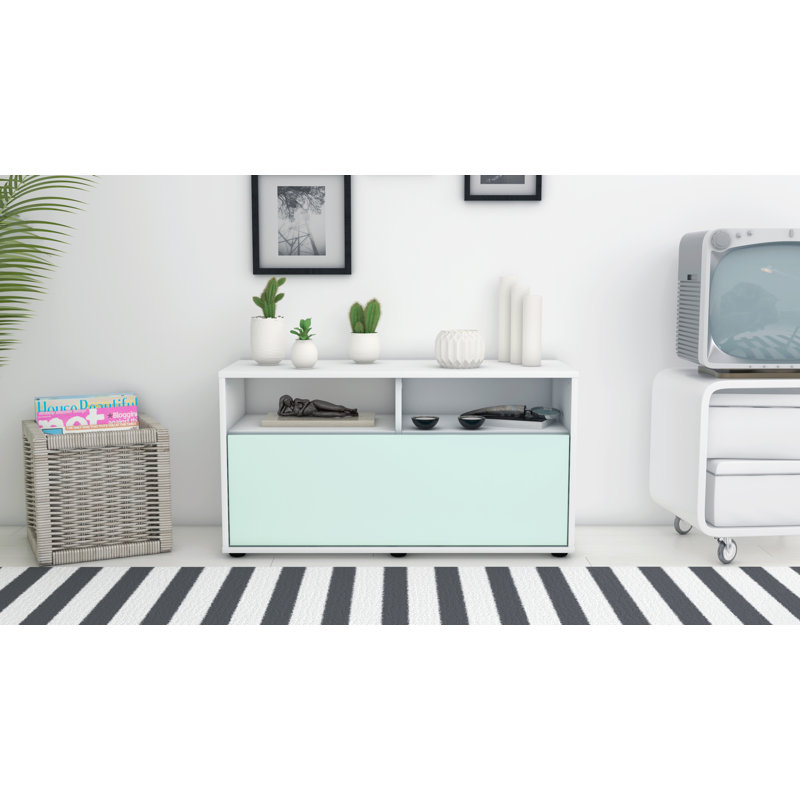 Isai 92cm W Chest of Drawers, Light Blue / Matte White