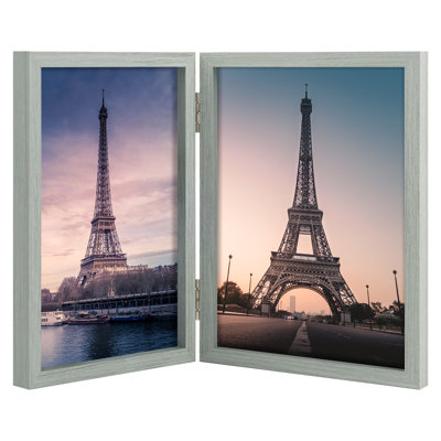 Hinged Tabletop Picture Frame with Real Glass