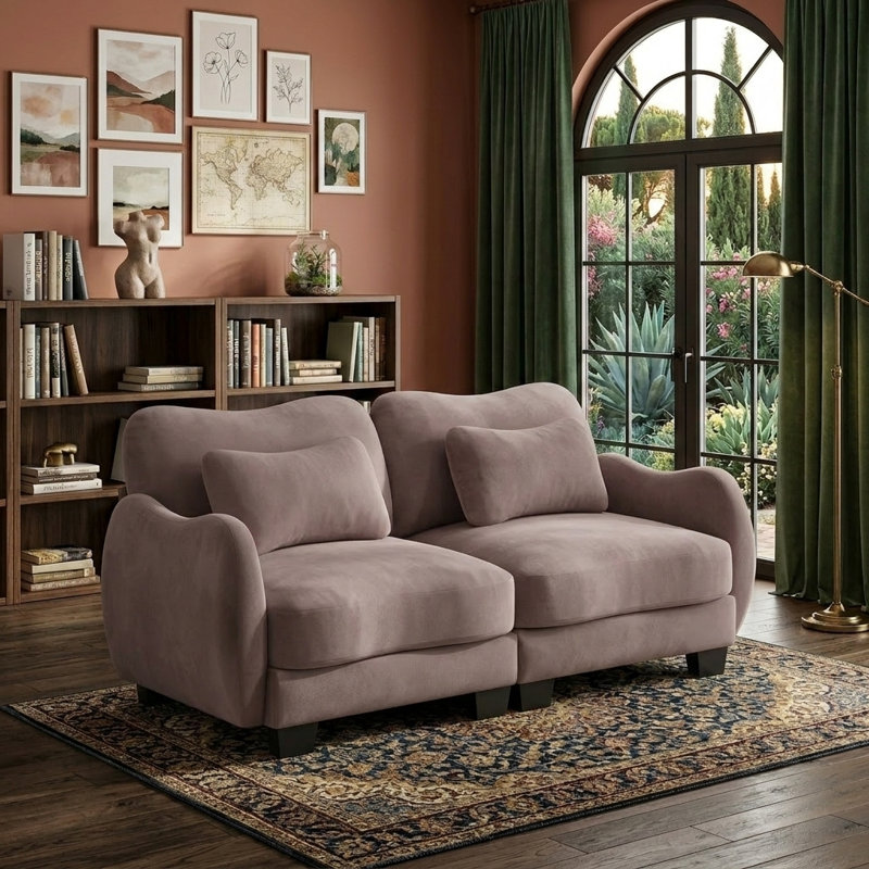 Canapé de 70 po avec repose-pieds, canapé modulaire Cloud, siège rembourré moderne avec coussin d'accoudoirs, canapé Cloud pour petits espaces