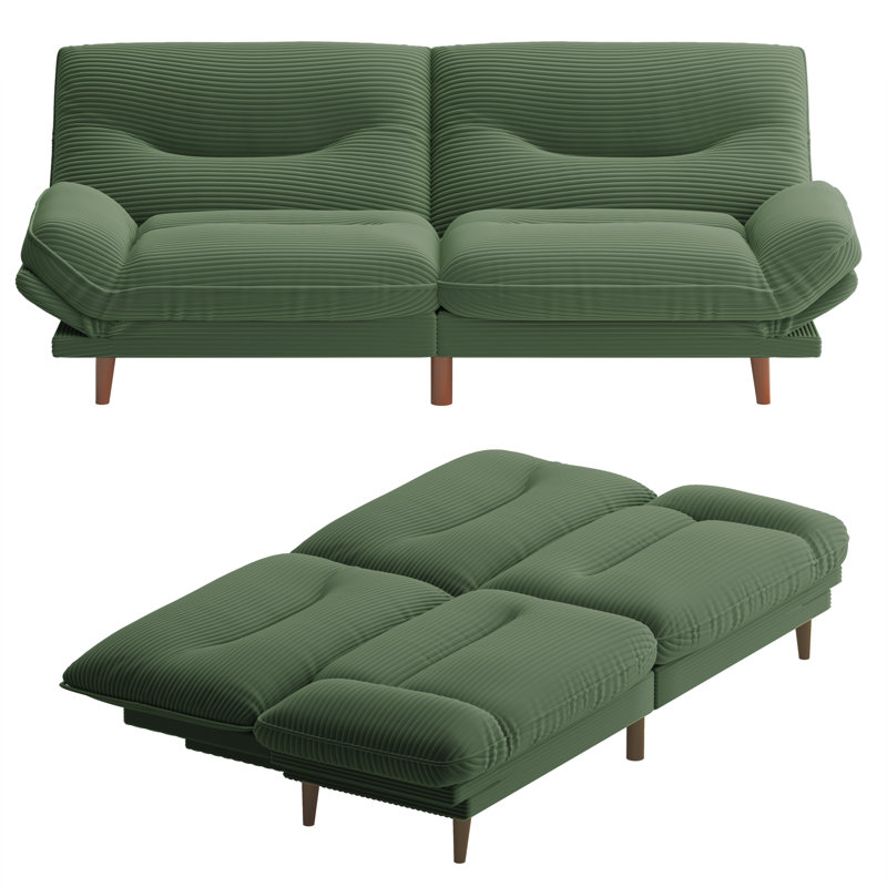 Canapé FUTON avec côtés et dossier réglables, Vert