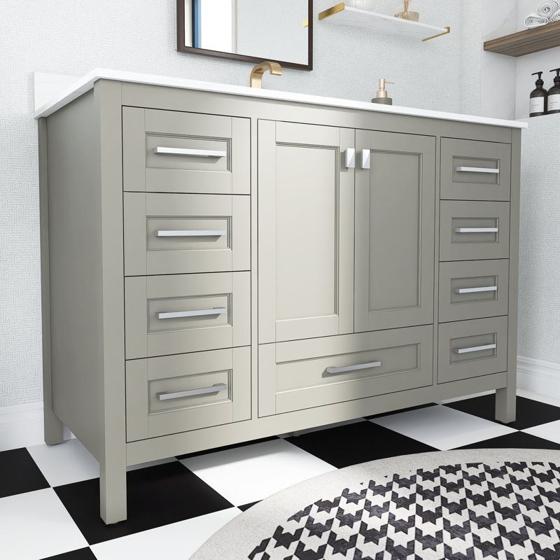 Tahera 48.38 " W Freestanding Standard Free Standing 1 Single Combined Vanity Unit Bathroom Vanity With Engineered Stone Top