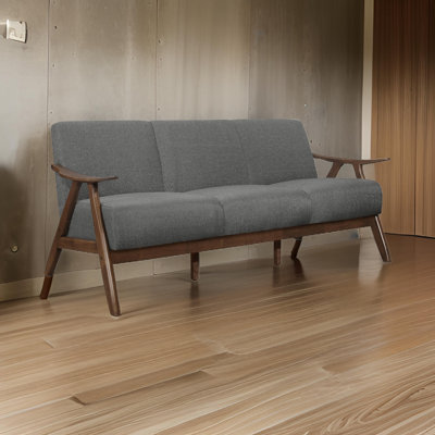 Canapé Indy de 73 pouces, structure en angle en bois d'hévéa brun