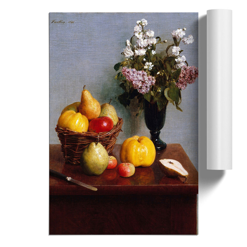 Still Life Fruit with Flowers by Henri Fantin Latour - Frameless Print, 42cm H x 30cm W x 0.1cm D