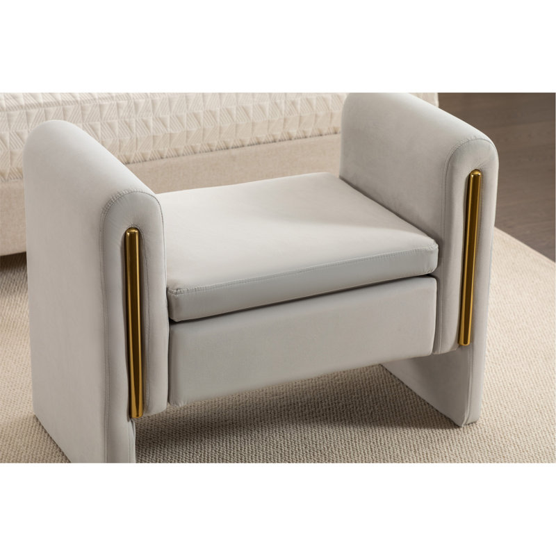 Banc de maquillage en velours, Gris clair