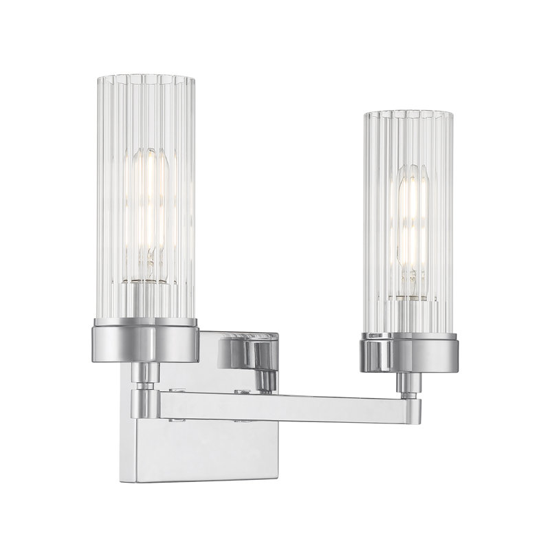 Éclairage pour salle de bain à 2 lumières de 14 po de large Lida - Chrome, Deux lumières, H 11,25 po x l 14 po x P 5,25 po
