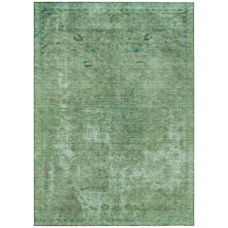 Tapis extérieur lavable abstrait vert sauge et menthe 3 pi x 5 pi