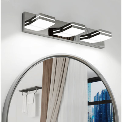 Éclairage pour meuble-lavabo rotatif moderne à 3 lumières DEL avec luminosité réglable Chrome