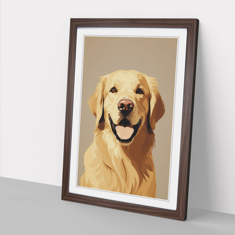 Golden Retriever Minimalism - Framed Print