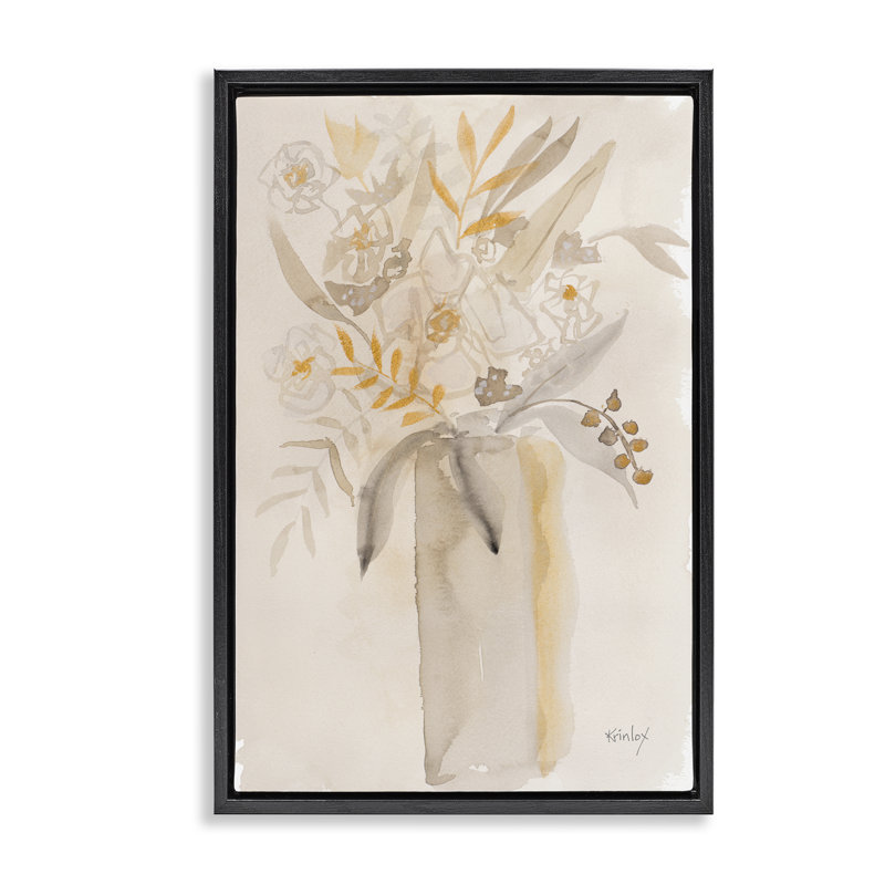 Cadre flottant Earthy Soft Flower, design par Krinlox, H 25 po x l 17 po, Cadre flottant noir de jais