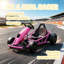 Kart de dérive électrique ajustable à siège de course avec structure en polypropylène et structure en acier, rose, L 45,25 po