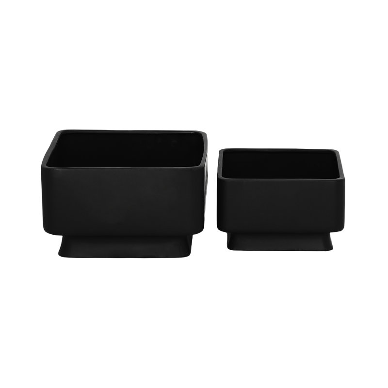 Ceramic Square Pot Matte Finish Black