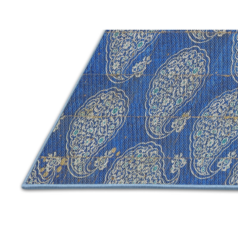 Tapis bleu/gris à tisser électrique, Rectangle 2 pi x 3 pi