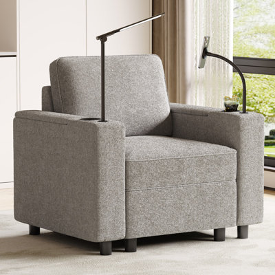 Fauteuil rembourré de 38 po de largeur avec rangement, œillet électrique, porte-gobelet pour le salon Tupelo