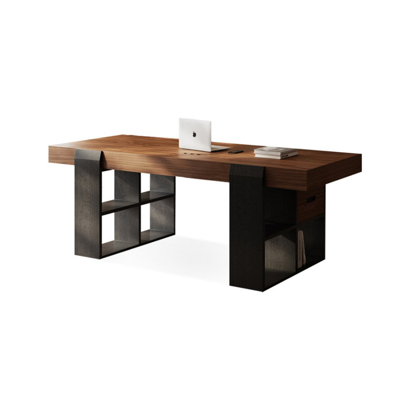 Bureau rectangulaire en bois manufacturé brun noisette, H 29,53 po x l 70,87 po x P 29,53 po