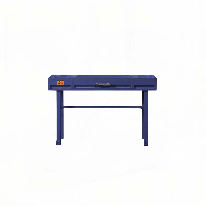 Metal Vanity Desk with One Drawer, Blue, Blue