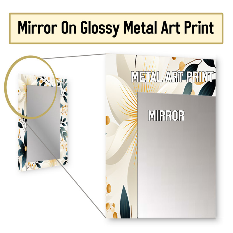Motif floral Kuhn Ivory Coastal Elegance - miroir floral, miroir mural unique Cottage, impression d'art en métal