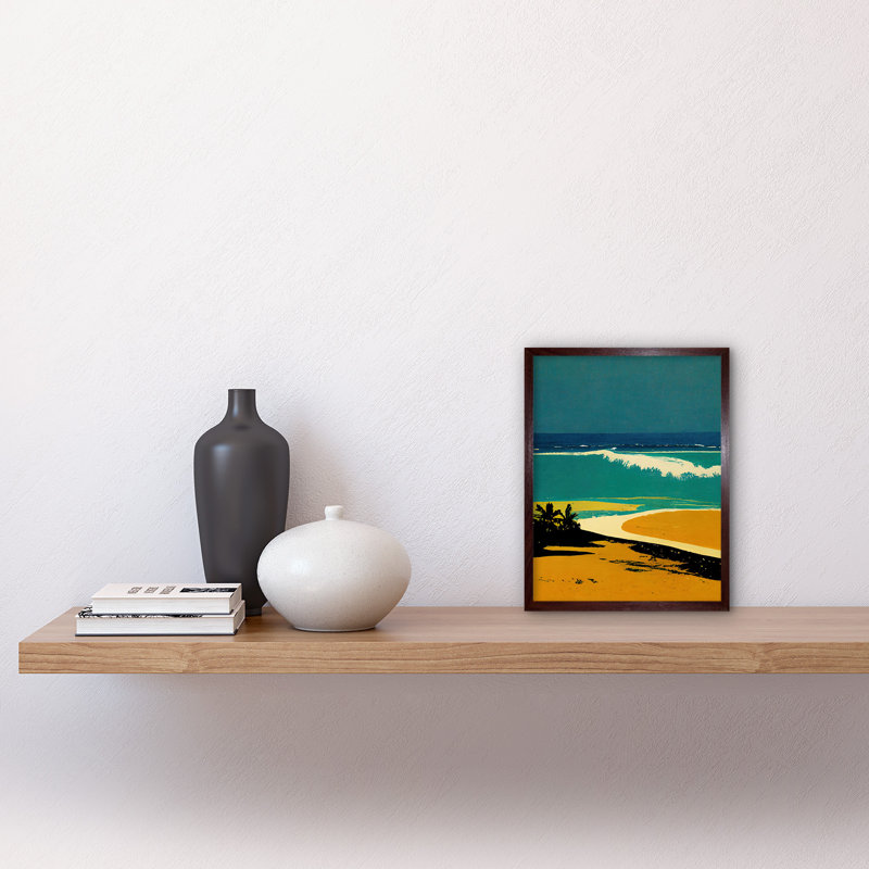 Honopu Beach Coastline Summer Hawaii - Print, Brown Framed Paper, 25.9cm H x 20.6cm W x 1.5cm D