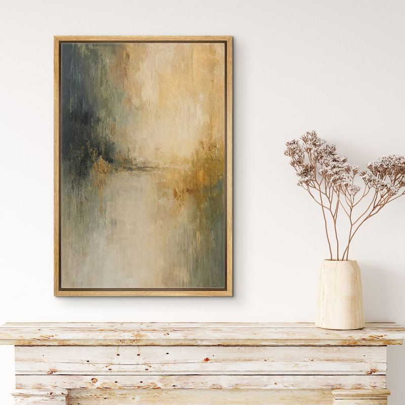 «Soft Golden and Blue Misty Landscape», reproduction d'art sur toile encadrée, H 24 po x l 16 po x P 1,5 po