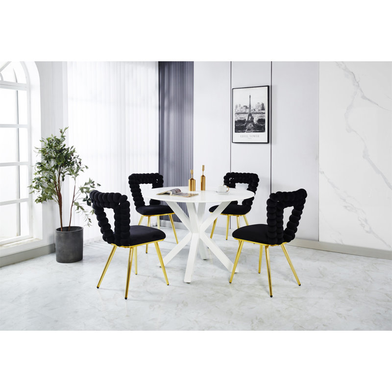 Chaise moderne avec pieds en fer de couleur dorée, Noir, noir, noir, noir