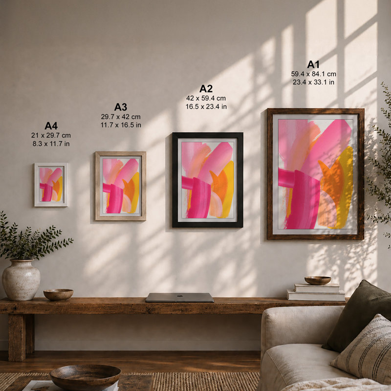 Brushstrokes In Pink Abstract - Print, Unframed, A1 - 84.1 x 59.4 cm