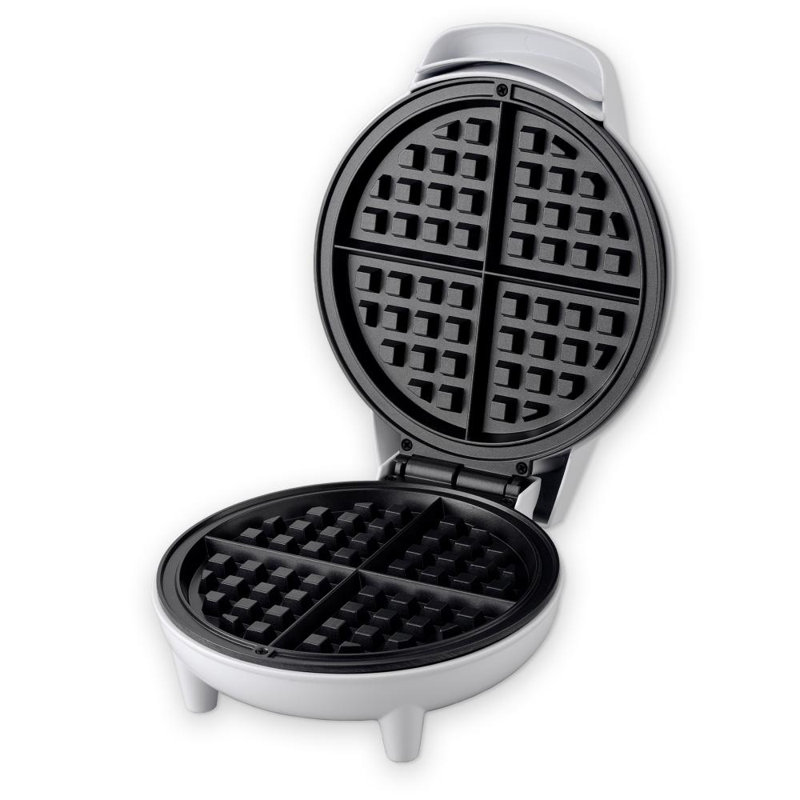Compact White Non-Stick Belgian Waffle Maker with Adjustable Temperature