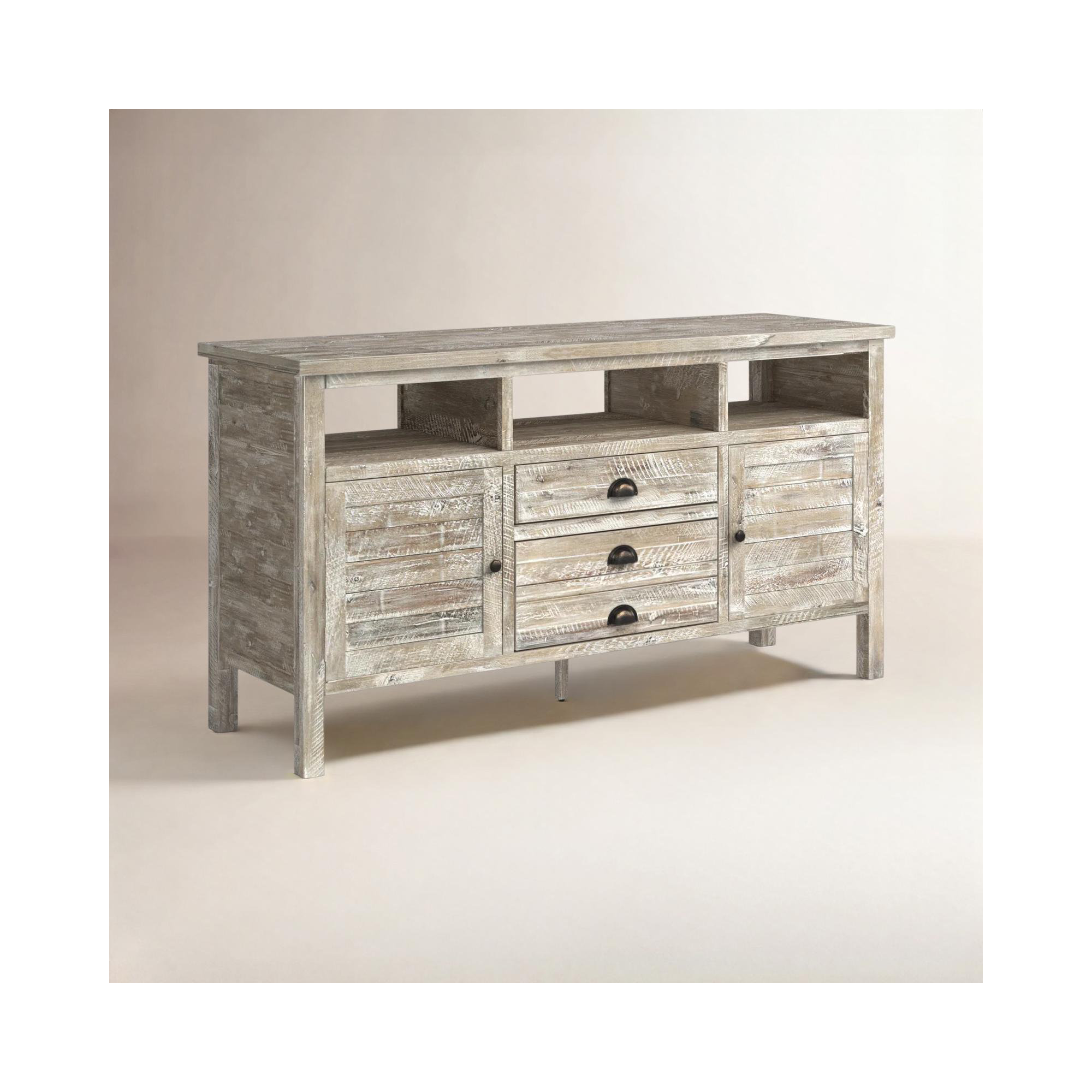 Castile Media Console, Washed Gray, 60"